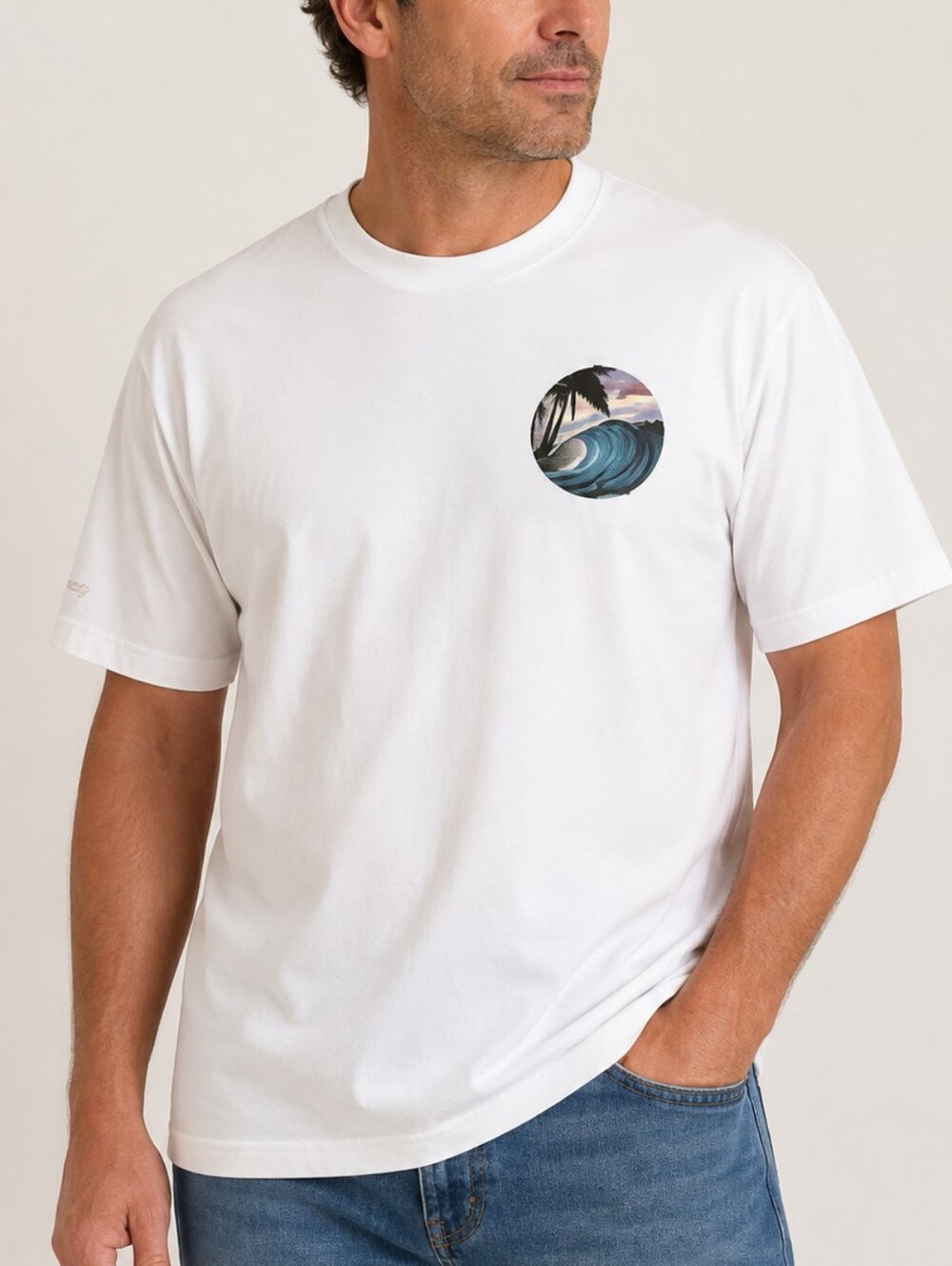 CRAZY SHIRTS | Men's White Ocean-Scene Graphic T-Shirt Size L